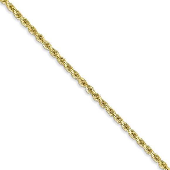 2mm 10k Yellow Gold Solid Diamond Cut Rope Chain Necklace, 24 Inch - Picture 1 of 8